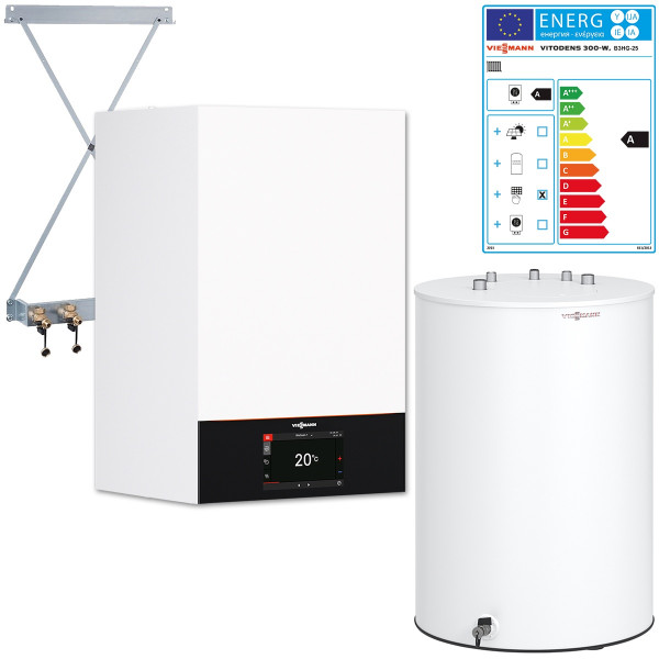 Viessmann Vitodens Paket 300-W Gas-Brennwerttherme 25kW B3HG inkl. Speicher 150L u. Regelung B3HF026