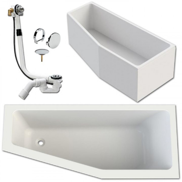 Raumspar-Badewanne rechts Acryl 160x70 cm made by Hoesch inkl. Träger u. Multiplex Trio