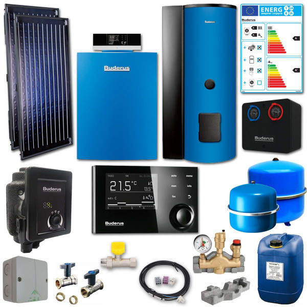 Buderus Logasys SL204 Solar GB212 Gas Brennwert Kessel 22kW Erdgas E inkl. Speicher 7739610340