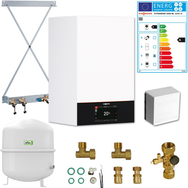 Viessmann Vitodens Paket 300-W Gas Brennwert Therme 19 kW B3HG inkl. Regelung B3HF053