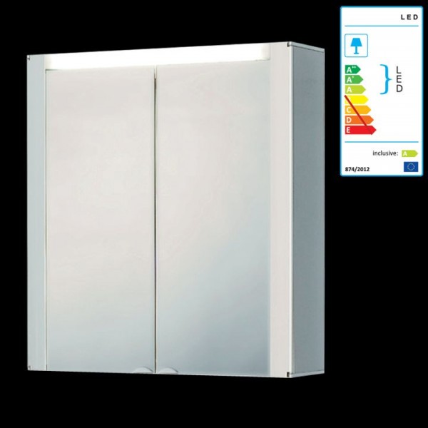 LED-Spiegelschrank in Aluoptik 630x685x170 mm mit doppelseitigen Spiegeltüren
