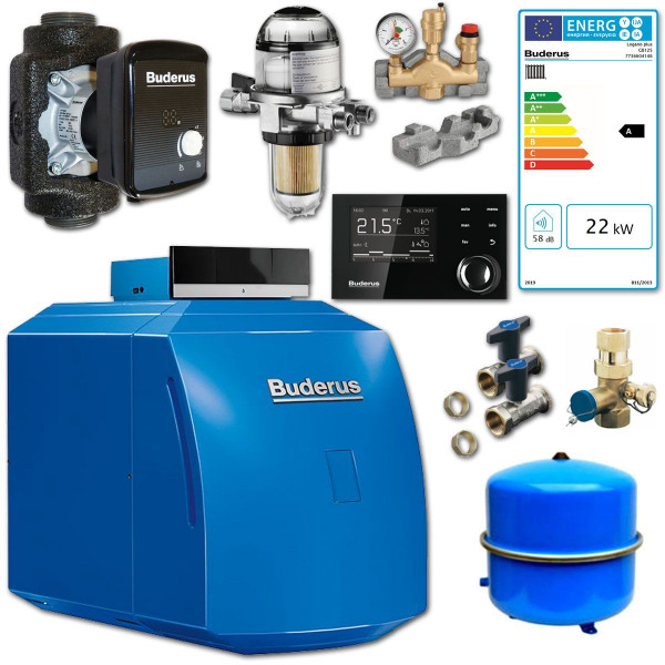 Buderus Paket GB125 Logano Plus 22 kW Öl Brennwert Kessel MC110 Neu 7736604146 inkl. RC310