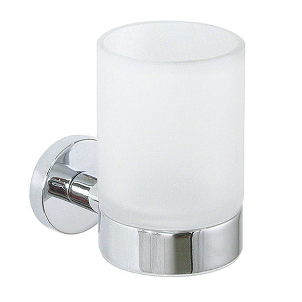 Bravat Varuna Chrom Glashalter 778210 Zahnputzbecher / Universalbecher in satiniertem Glas