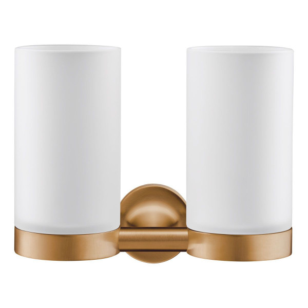 Duravit Doppelglashalter Starck T bronze gebürstet 0099480400 inkl. Gläser weiss matt