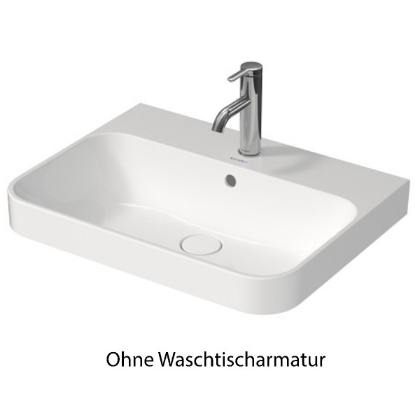 Duravit Happy D.2 Aufsatzbecken 600x460 mm weiß 236060 keramischer Ventilabdeckhaube, Hahnlochbank