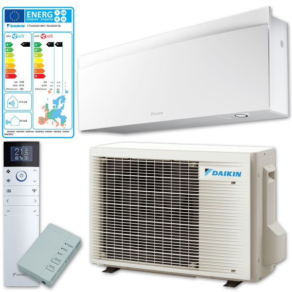 Daikin Emura 3 Klima-Paket Klimaanlage Mono Split 2,5kW FTXJ25AW Mattweiß inkl. Außengerät RXJ25A