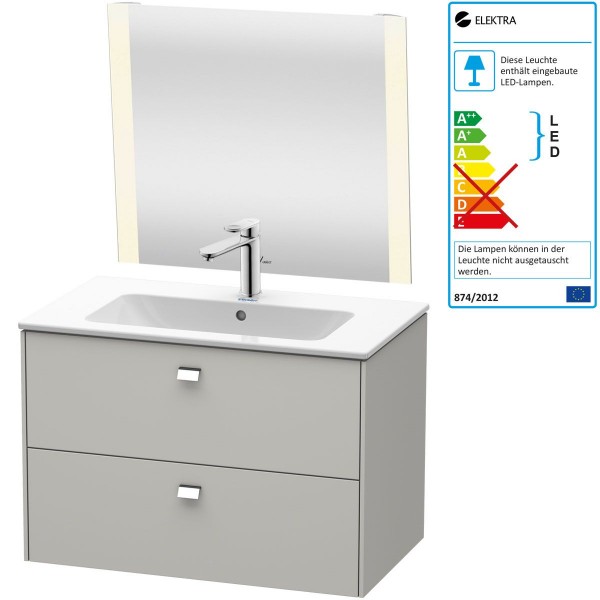 Duravit Best Badmöbel-Set 830 mm Spiegel Armatur Waschtisch inkl. Unterschrank Beton Matt