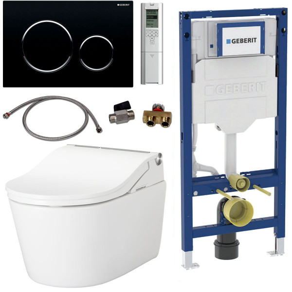 TOTO Geberit Set Washlet RW Dusch-WC spülrandlos inkl. Vorwandelement u. Betätigungsplatte Sigma 20
