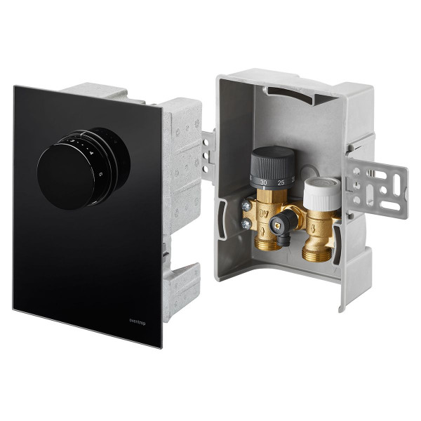 Oventrop Unibox T RTL Raum und Rücklauftemperaturregelung Echtglas Schwarz 1022771