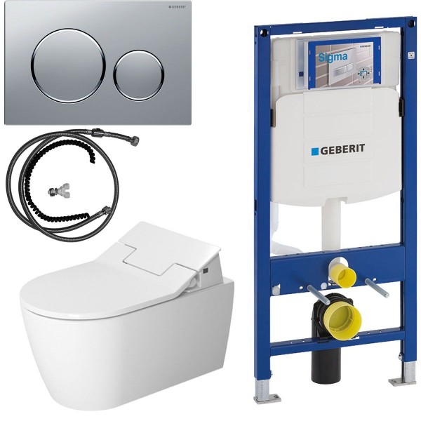 Duravit Geberit Set SensoWash Slim Dusch-WC spülrandlos inkl. Vorwandelement u. Betätigungsplatte