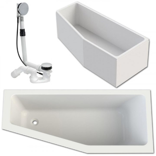 Raumspar-Badewanne rechts Acryl 160x70 cm made by Hoesch inkl. Träger u. Ablauf Multiplex