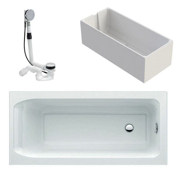 Ideal Standard Rechteck-Badewanne 170x75 cm aus Acryl inkl. Träger u. Ablaufgarnitur K164001