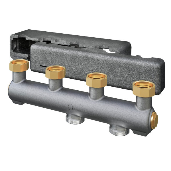 Verteilerbalken für 2 Heizkreise mit Isolierung für Regumat DN 25 Grauguss