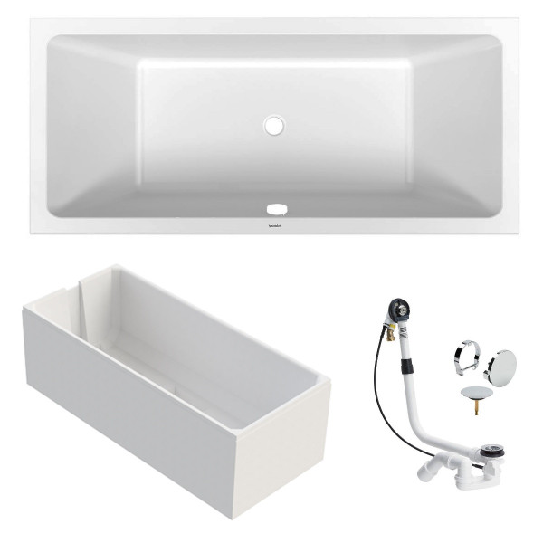 Duravit Opportunity Acryl Badewanne 180x80 cm + Träger + Ablauf Multiplex Trio mittig