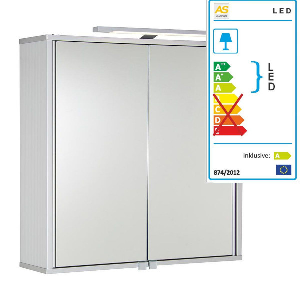 Aluminiumspiegelschrank Elkea mit LED-Beleuchtung und 2 Türen 800 mm 9399295