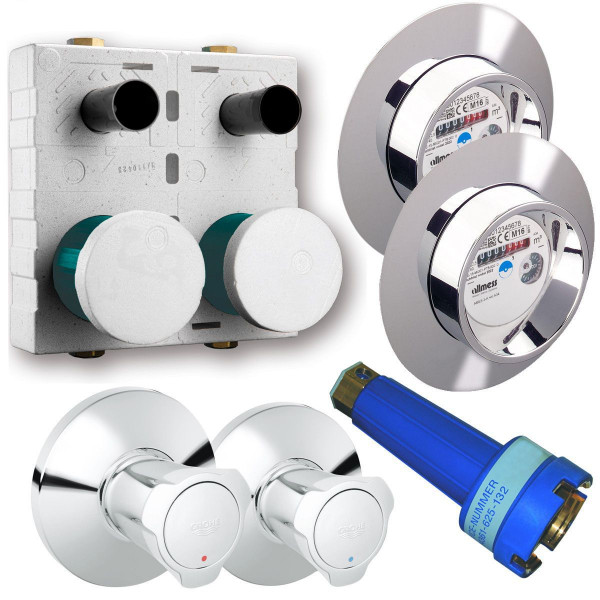 Wittigsthal UP Set Montageblock UP-fix Clever easy 20/2-A inkl. Wasserzähler und Ventile