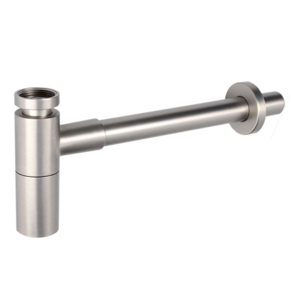 Design Flaschensiphon Röhrensiphon Massiv in Edelstahl Optik gebürstet für Wasch- und Spültische
