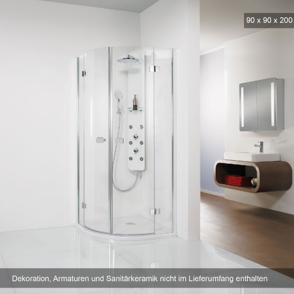 HSK Premium Softcube Runddusche 4-teilig R=50cm 90x90cm