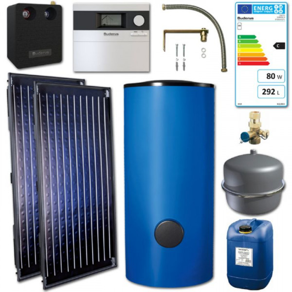 Buderus Logaplus Solar Paket Blau inkl. Flachkollektor u. Speicher 300 Liter