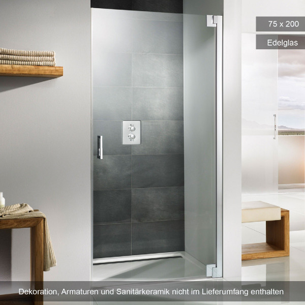 HSK K2P Drehtür Nische 75x200cm Edelglas
