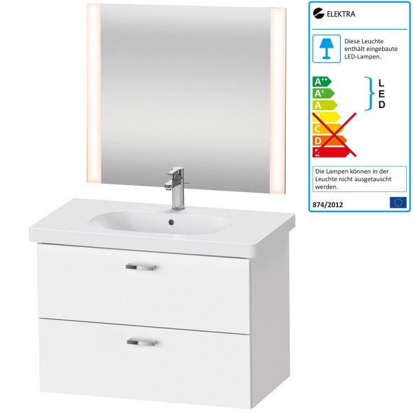 Duravit Good Badmöbel-Set 850 mm Spiegel Armatur Waschtisch inkl. Unterschrank Weiß Matt