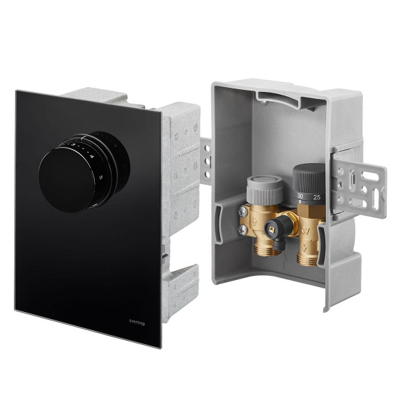 Oventrop Unibox TQ RTL Raum u Rücklauftemperaturregelung Echtglas Schwarz 1022781