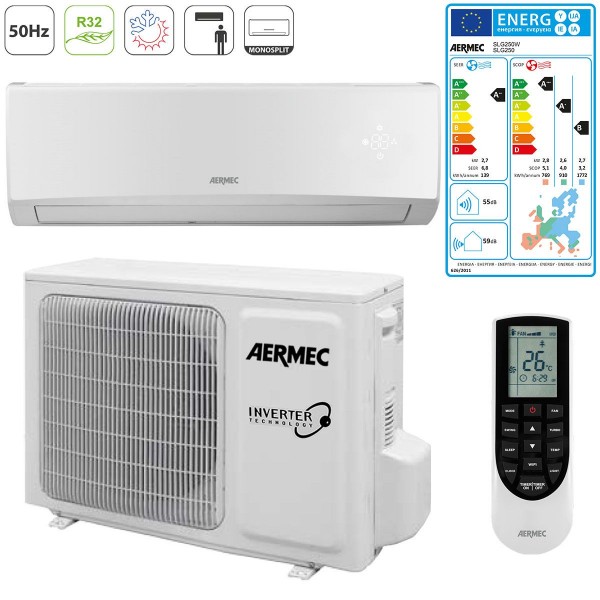 Aermec Klimapaket SLG 250 Klima Klimaanlage 2,7kW Mono Split Innen- u. Außengerät