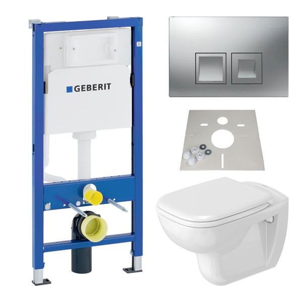 Geberit Duofix Basic UP100 Vorwandelement mit Delta35 chrom + Duravit WC + WC-Sitz softclose