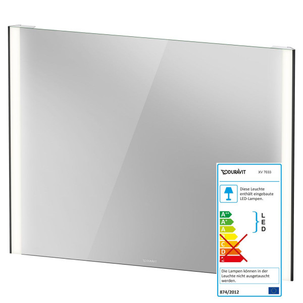 Duravit XViu Spiegel mit Beleuchtung schwarz matt 1020 x 800 x 40 mm XV70330B2B2