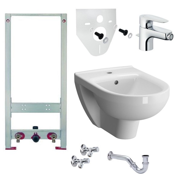 Burda Set Bidet inkl. Vorwandelement Bidetarmatur und Bidet mit Zubehör