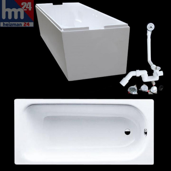 Stahl-Badewanne 311 made by Kaldewei 160x70 cm in weiß inkl. Träger mit Ab- u. Überlaufgarnitur