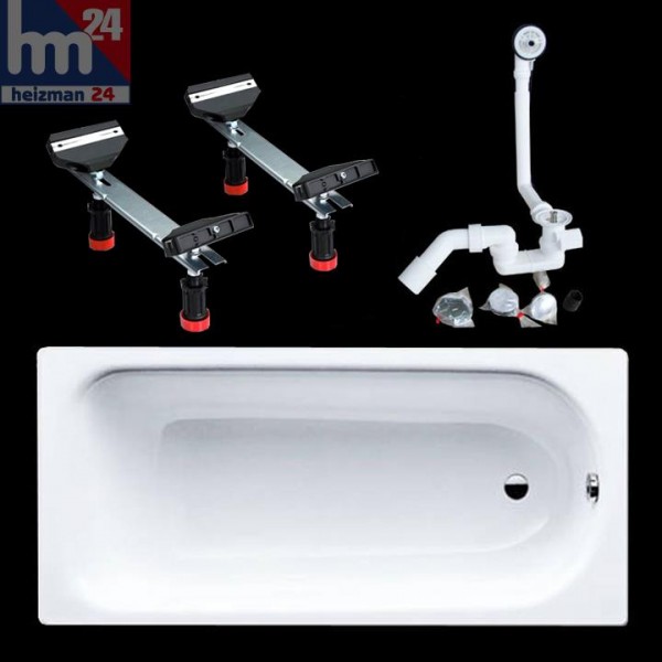 Kaldewei Set Saniform Plus Stahl-Badewanne 160 und 170cm mit Badewannenfüße inkl. Überlaufgarnitur