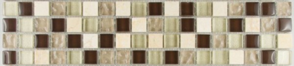 Bordüre Mosaik Muro Glas Naturstein Fliese / Matte 30 x 6,5 x 0,8 cm