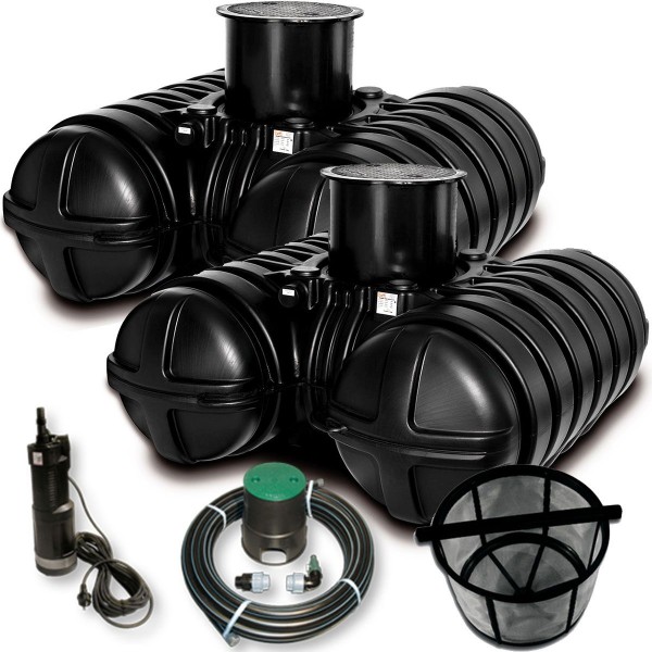 Roth Paket Garten Twinbloc Regenwassertank Tank 10000L inkl. Tauchpumpe u. Entnahme 1135006043