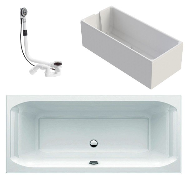 Ideal Standard Rechteck Duo Badewanne 180x80 cm aus Acryl inkl. Träger u. Ablaufgarnitur Multiplex