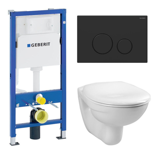 Komplettset Geberit Duofix Basic UP100 inkl. Vitra Norm WC und Raybro Betätigungsplatte Cortado 35