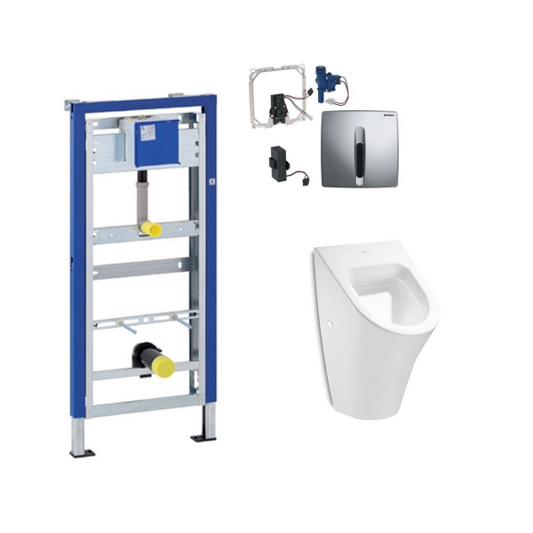 Komplett Set Geberit Duofix Basic mit Urinalsteuerung HyBasic berührungslos u. Roca Urinal