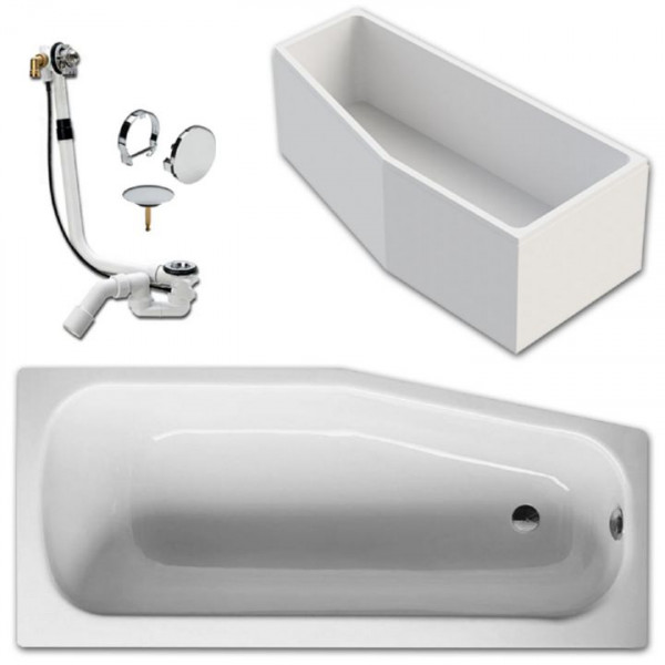 Bette Bambino Badewanne 2570 Stahl links 157x70 cm inkl. Träger mit Ab- u. Überlaufgarnitur