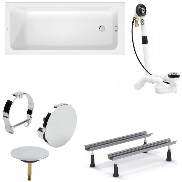 Duravit D-Code Acryl Badewanne 160x70x47 cm inkl. Wannenfuß + Ablauf Multiplex Trio