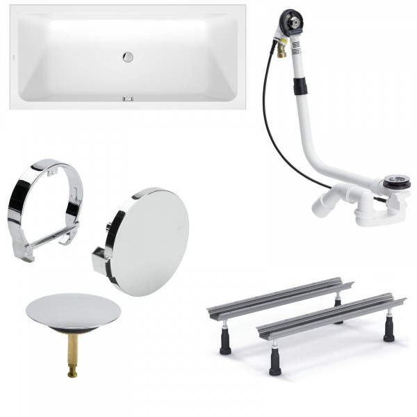 Duravit D-Code Acryl Badewanne 180x80x47 cm inkl. Wannenfuß + Ablauf Multiplex Trio