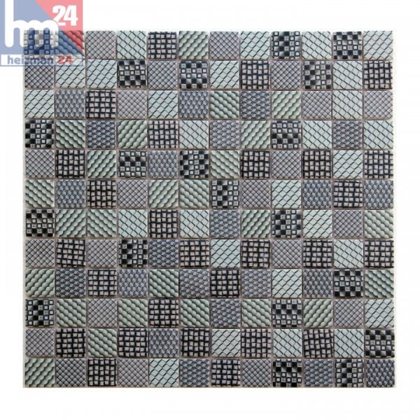 Mosaikfliese Potenza grün grau blau schwarz Retro Muster Mosaik Dusche Pool Küche Bad Fliesenspiegel