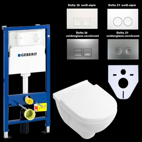 Geberit Duofix Basic UP100 WC-Montageelement mit O.Novo Tiefspül-WC und WC-Sitz VB0006