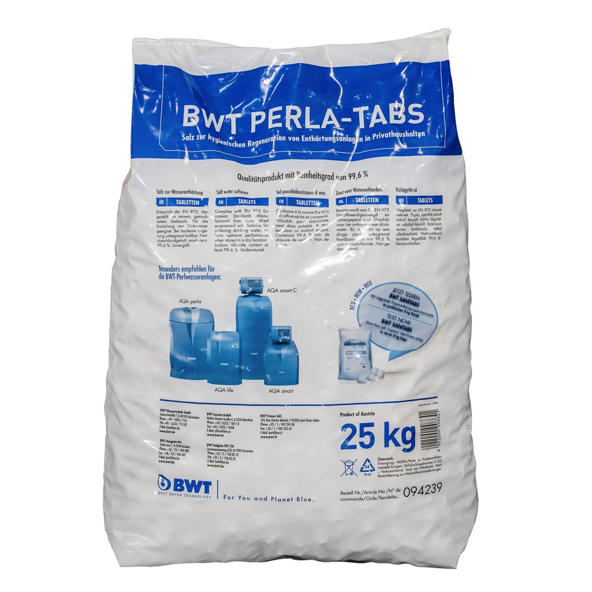 BWT Perla Tabs 25 Kg Siedesalz Regeneriermittel Softener Salz 94239 / ...