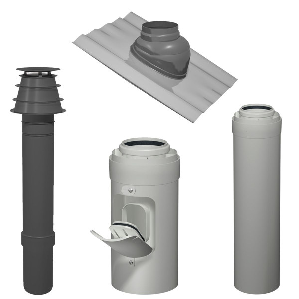 Viessmann Abgassystem Paket DN60/100 senkrechte Dachdurchführung Schwarz Z010442