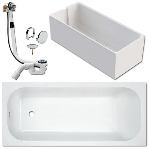 Rechteck Badewanne Acryl 160x70 cm made by Hoesch inkl. Träger u. Ablauf Multiplex Trio