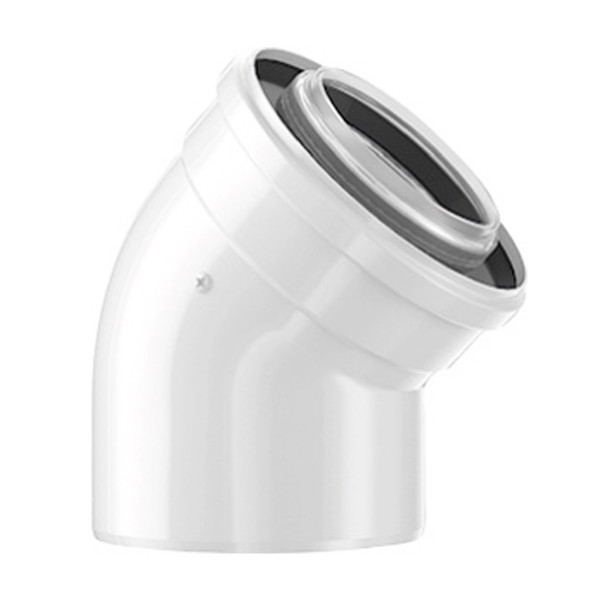 Buderus 45° Doppelrohrbogen konzentrisch DN80/125 Weiß 7738112593 Abgas