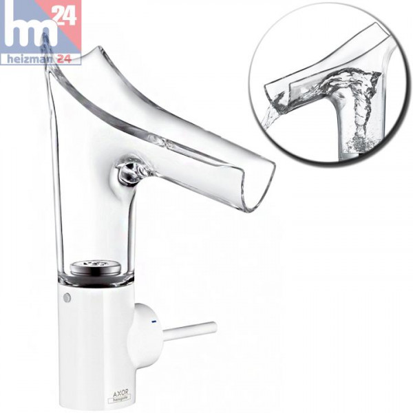 Hansgrohe Axor Starck V Einhebel-Waschtischarmatur 140 weiß aus Kristallglas und Metall 12112450