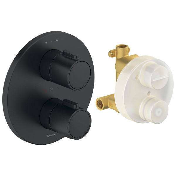 Duravit Thermostat Unterputz Set Rund Schwarz Matt TH4200008046