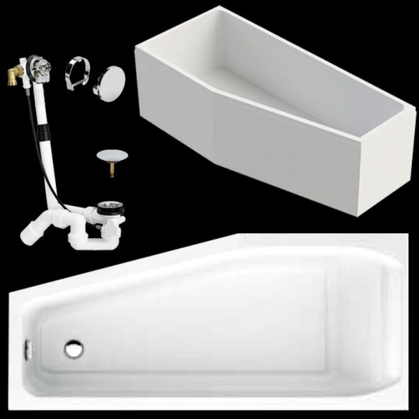 Ideal Standard Raumspar Badewanne Plus 170x75 cm links inkl. Träger u. Ablaufgarnitur K245001