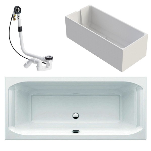 Ideal Standard Rechteck Duo Badewanne 180x80 cm aus Acryl inkl. Träger u. Ablaufgarnitur Multiplex Trio